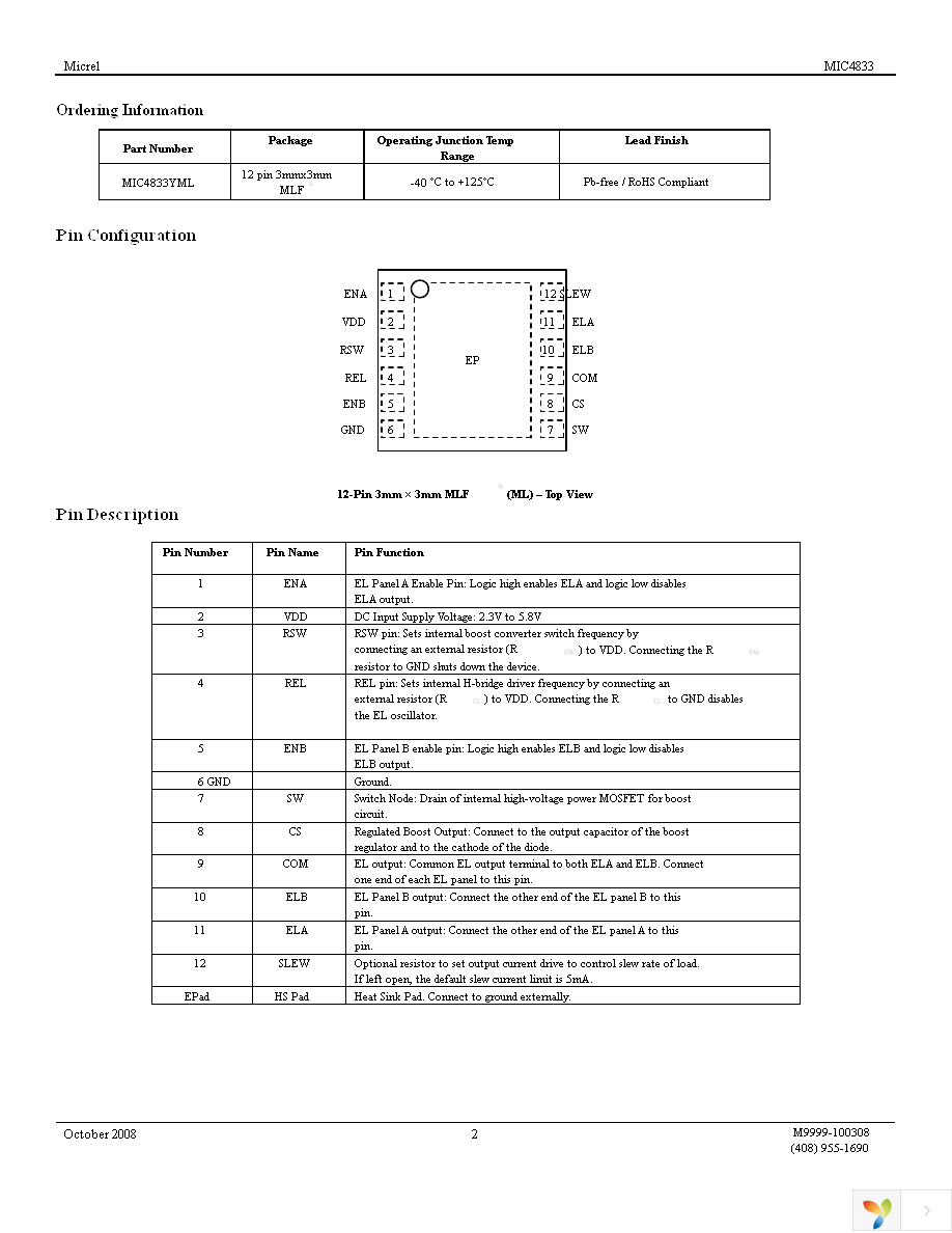 MIC4833YML TR Page 2